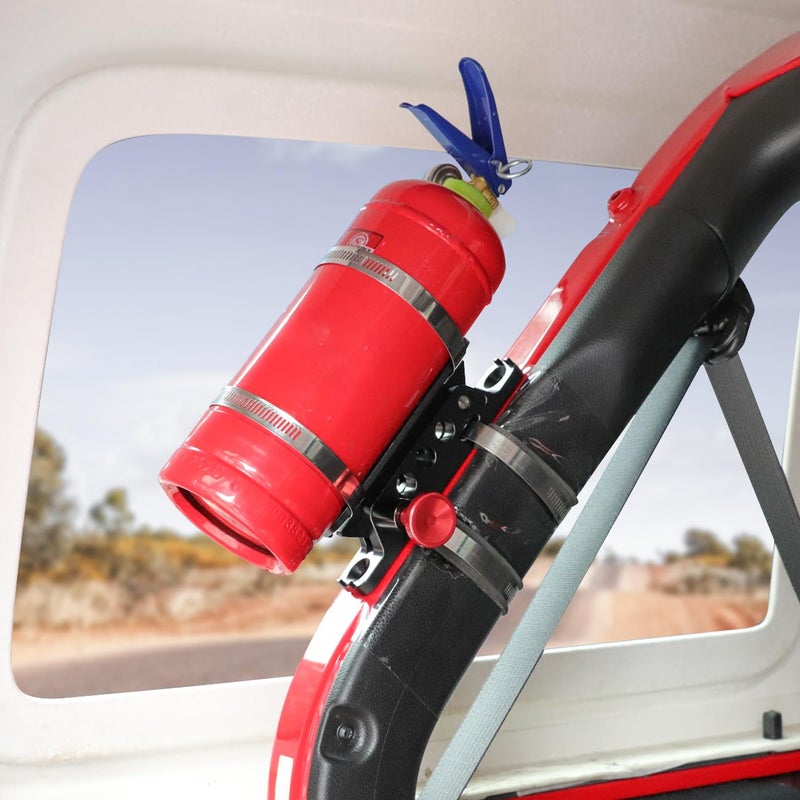 AUFER 2PCS Vehicle Universal Roll Bar Bottle / Fire Extinguisher Holder Mount Compatible with for Jeep Wrangler Gladiator Ford Bronco UTV Polaris RZR Can Am ATV,Adjustable, Aluminum - Image 4